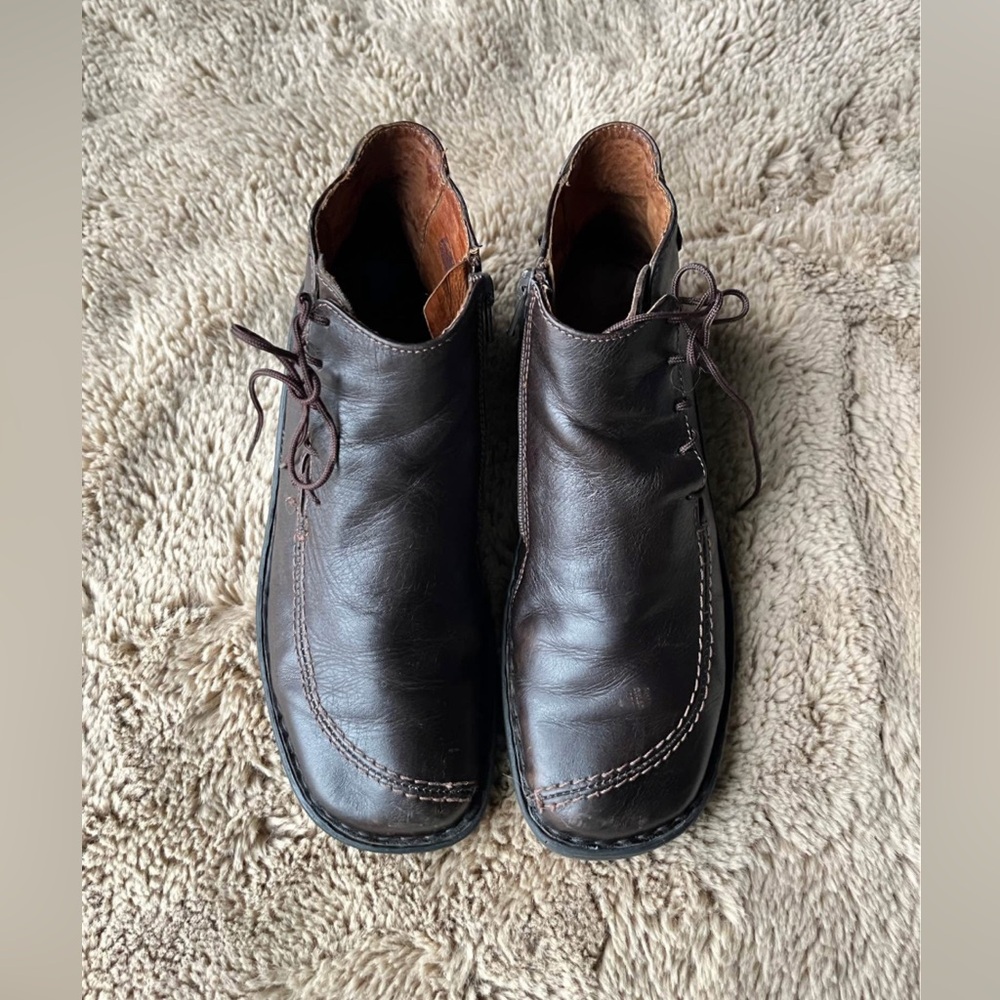 Josef Seibel Chocolate Brown Lace-Up Leather Boots